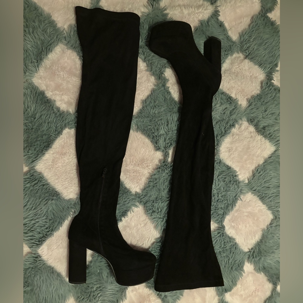 Suede thigh high boots size 8
